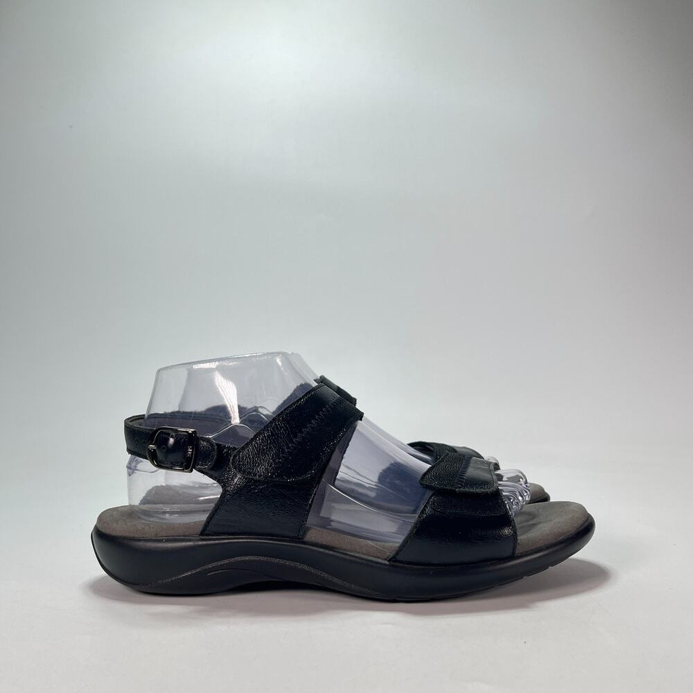 SAS Nudu Black Casual Leather Heel Strap Comfort Shoes Sandals Womens Size 8.5